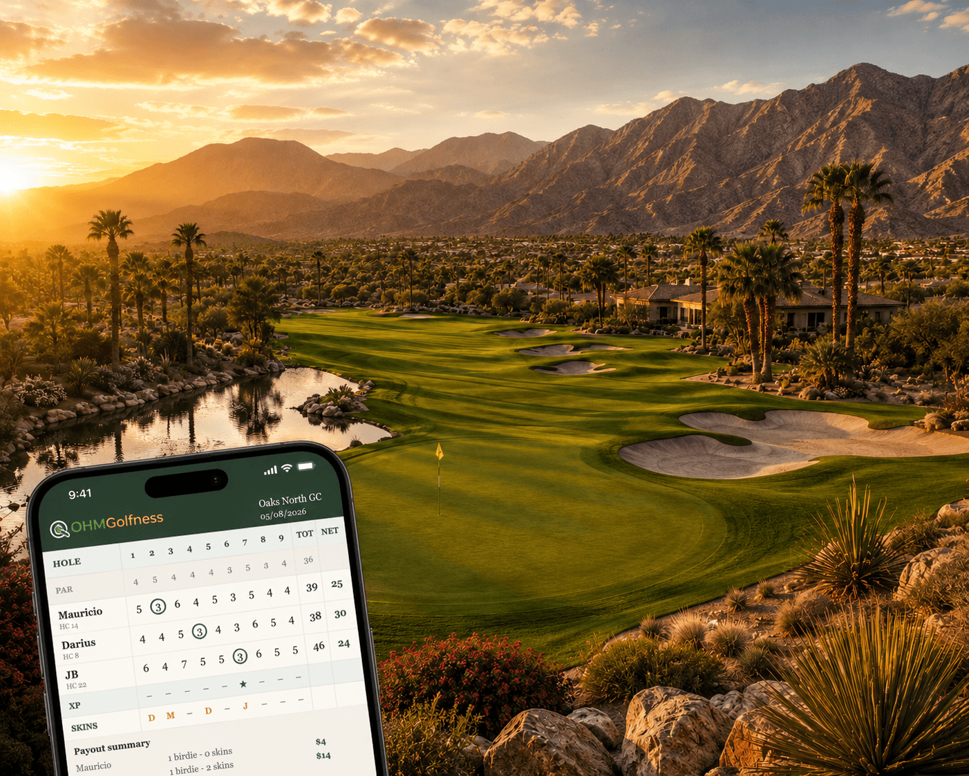OHMGolfness scorecard app on mobile